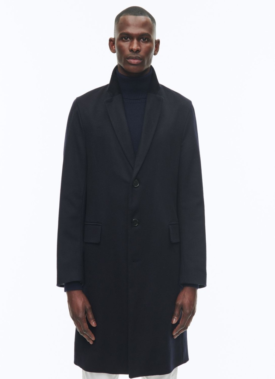 Outerwear | De Fursac Cashmere Tailored Coat Navy Blue