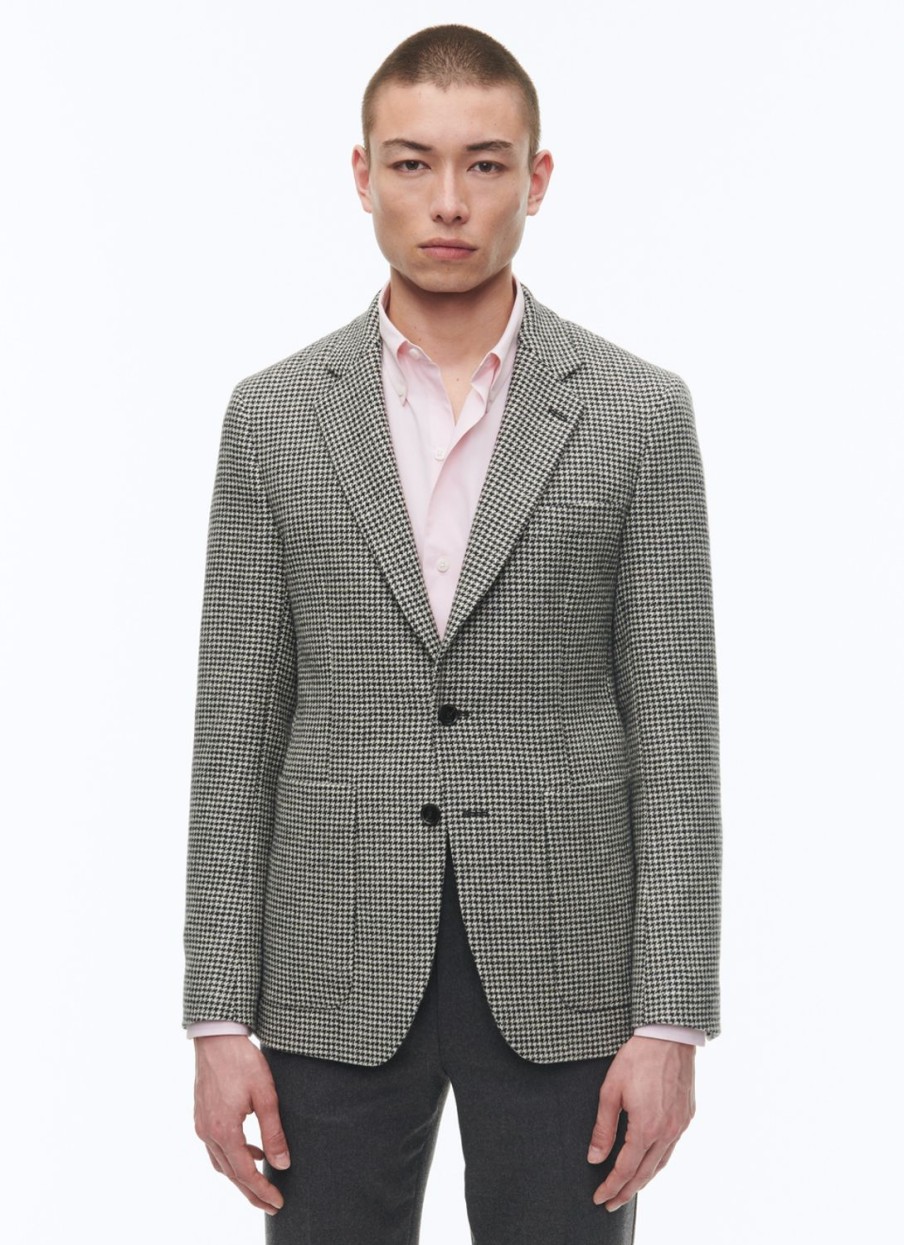 Blazers | De Fursac Virgin Wool Straight Jacket Black And White Houndstooth