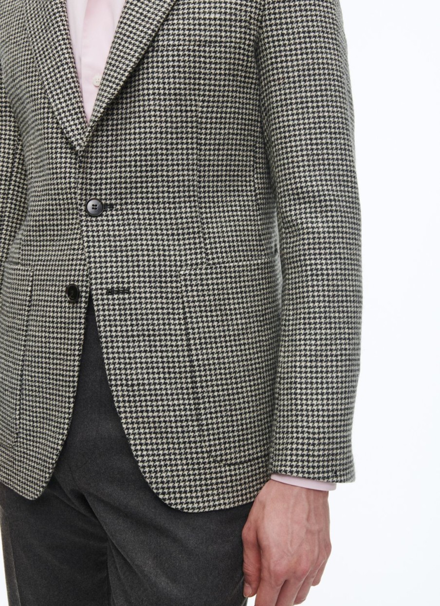 Blazers | De Fursac Virgin Wool Straight Jacket Black And White Houndstooth