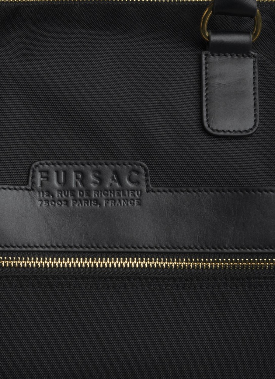 Leather Goods | De Fursac Technical Fabric And Leather Travel Bag Black