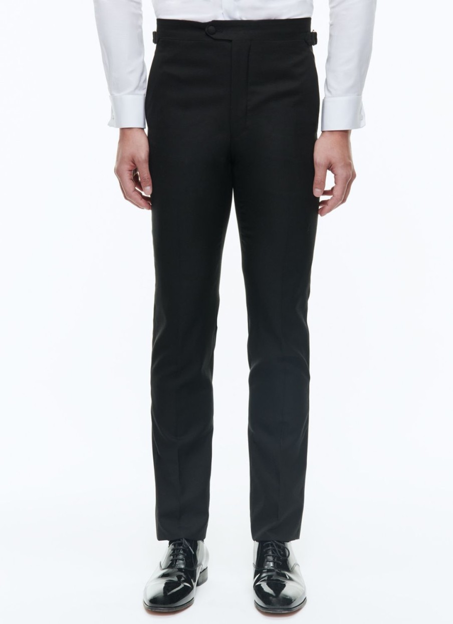 Trousers | De Fursac Virgin Wool Faille Tuxedo Trousers Black