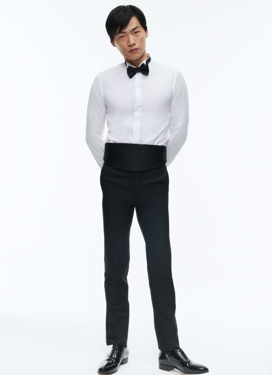 Trousers | De Fursac Virgin Wool Faille Tuxedo Trousers Black