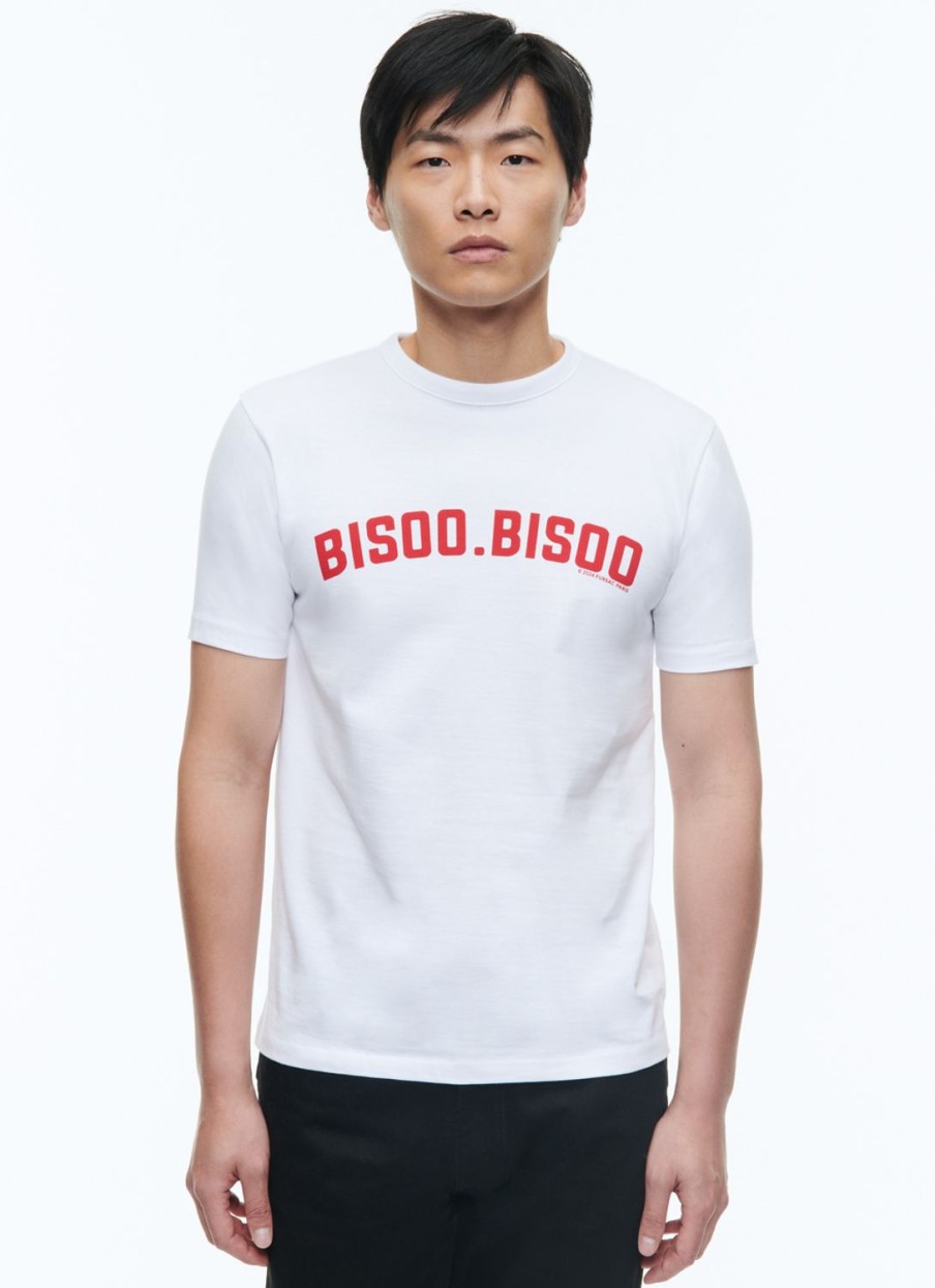 Polos & T-Shirts | De Fursac Organic Cotton Printed T-Shirt White - "Bisoo Bisoo" Print