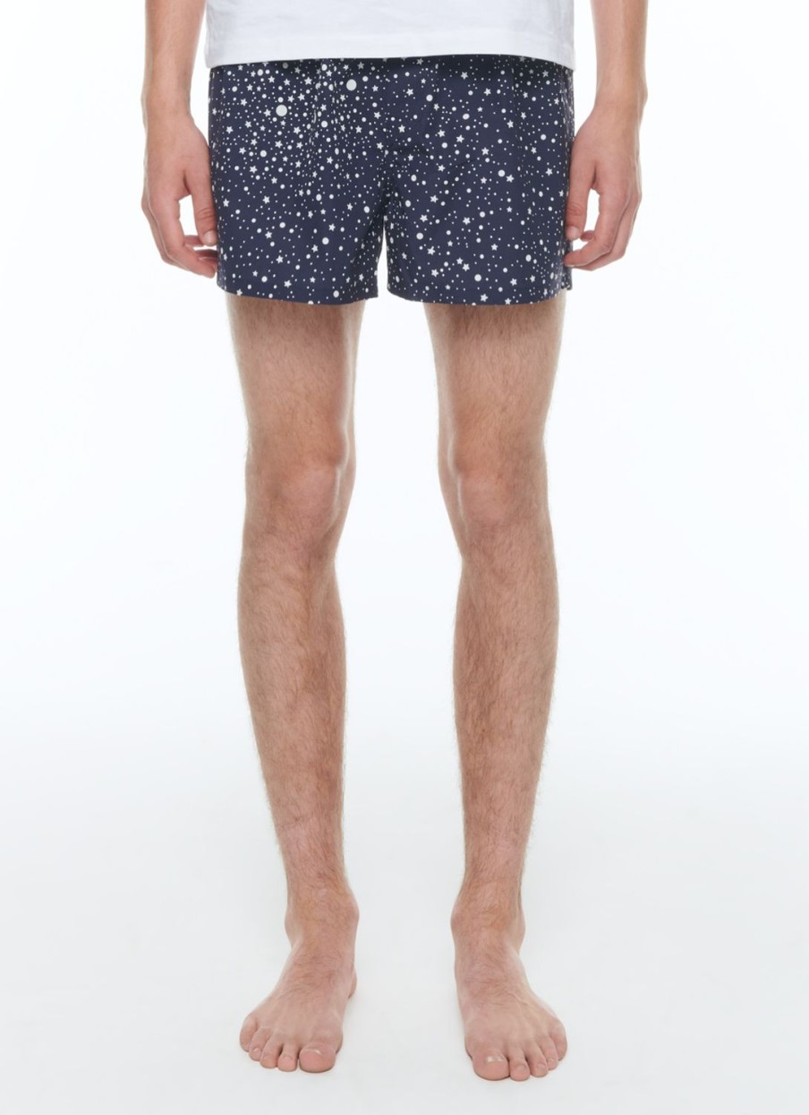 Others | De Fursac Cotton Poplin Boxer Shorts Navy Blue - Stars Print