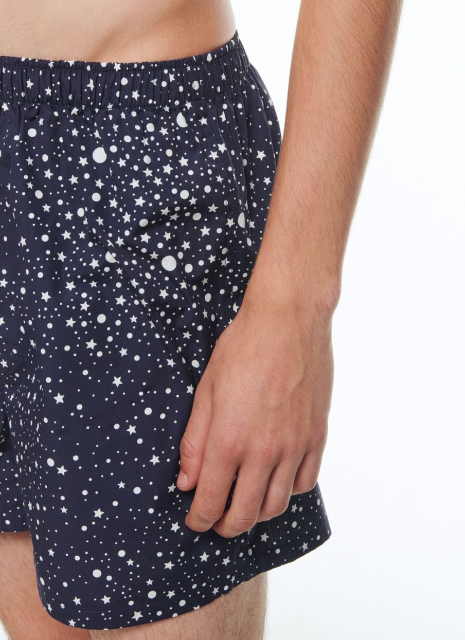 Others | De Fursac Cotton Poplin Boxer Shorts Navy Blue - Stars Print