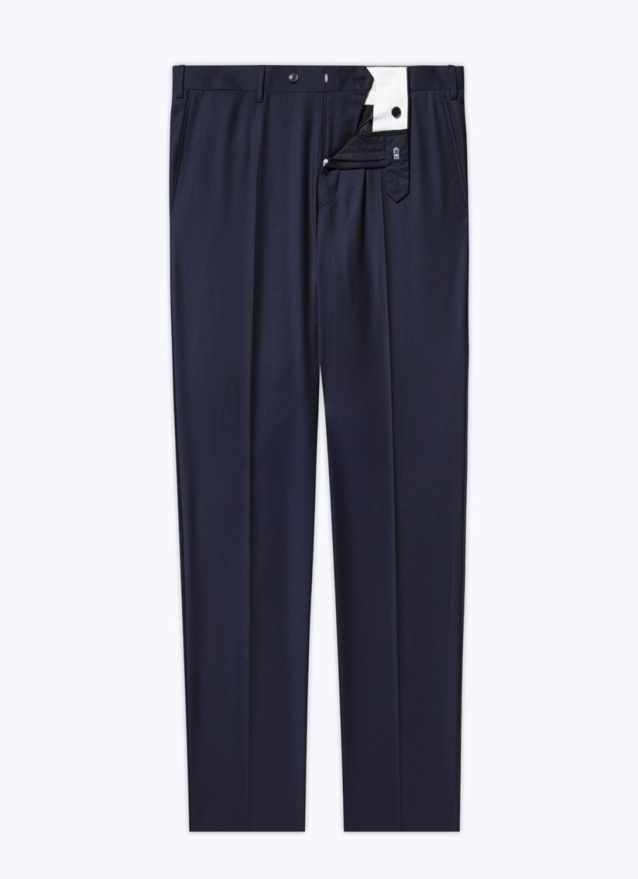 Trousers | De Fursac Virgin Wool Serge Large Trousers Navy Blue