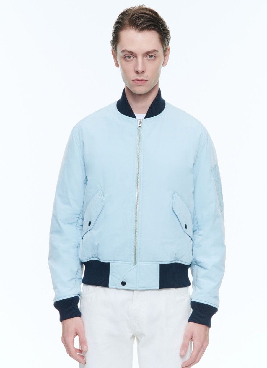 Outerwear | De Fursac Technical Serge Jacket Sky Blue - Navy Blue Hems