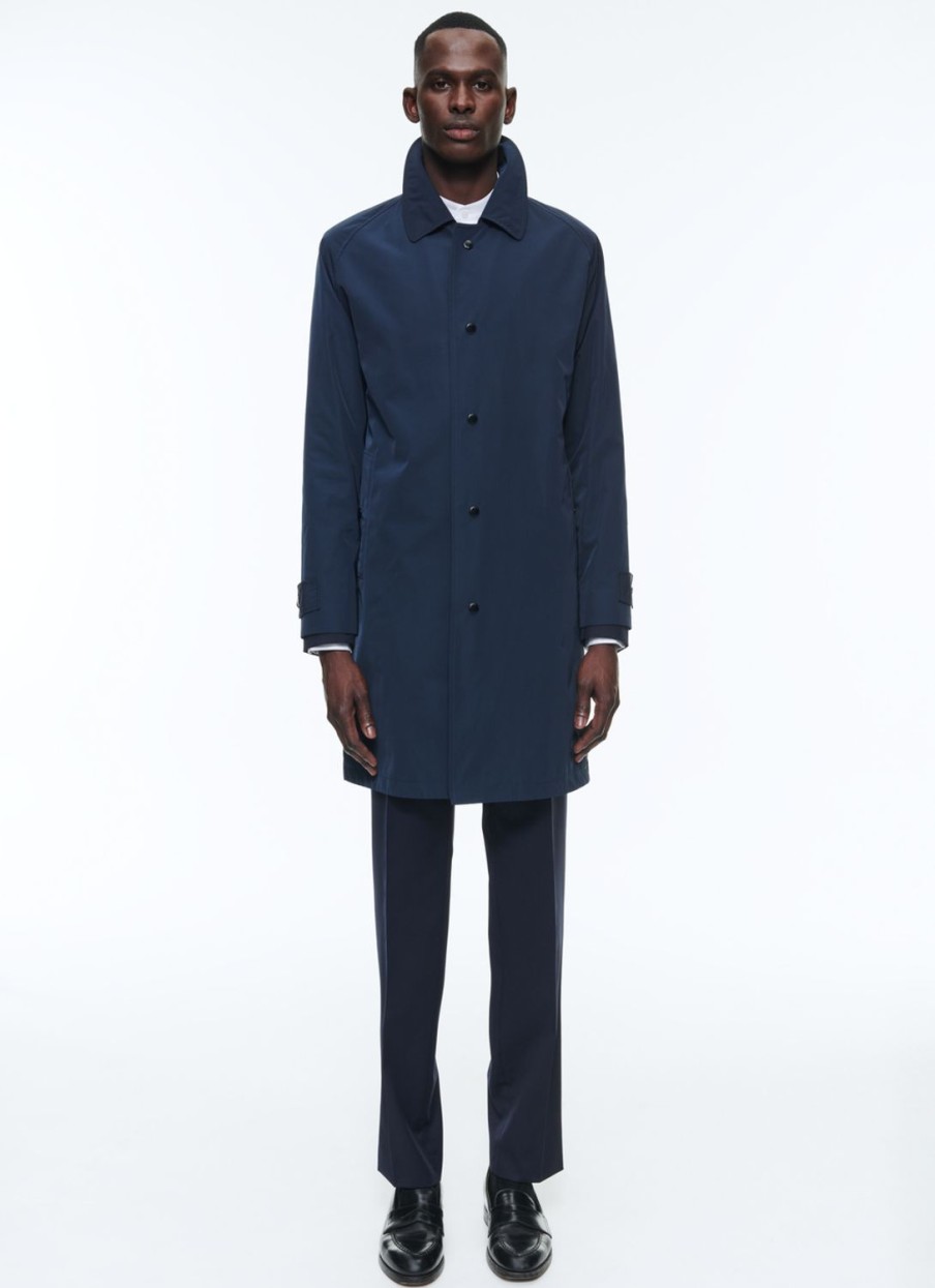 Outerwear | De Fursac Water-Repellent Solaro Cotton Coat Navy Blue