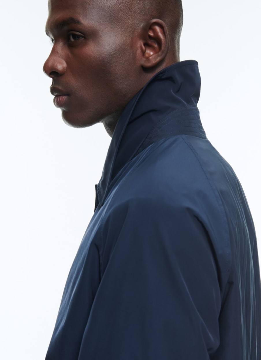 Outerwear | De Fursac Water-Repellent Solaro Cotton Coat Navy Blue